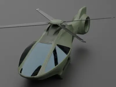 Sci-fi Military surveillance Helicopter Low-poly 3D model