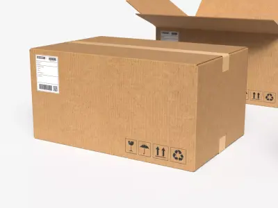 Cardboard Box  Large  Open  Closed Mini Pack PBR 3D model