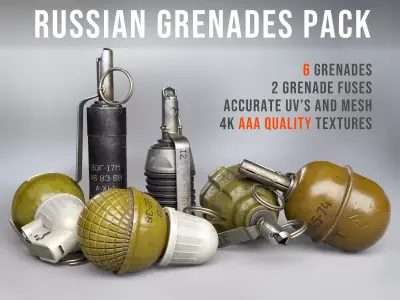 Russian grenades pack  Low-poly 3D model