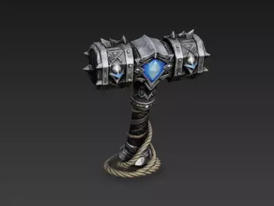 Stylized Dark Fantasy Skull Warhammer  Necromancer Frost Mace 3D model