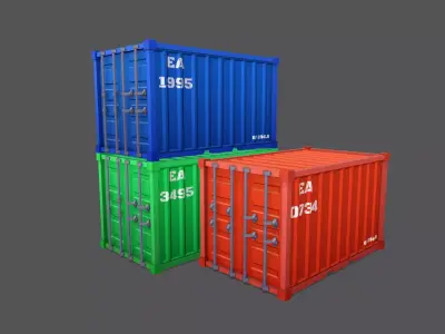Containers Stylized Cartoon Low-poly 3D model