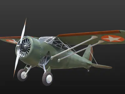 Light aircraft Curtiss f13c Low-poly 3D model