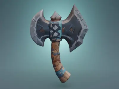 A Metal and Wood Axe Adventure Game Asset Free low-poly 3D model