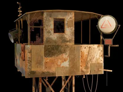 Rusty Military tower Low-poly 3D model