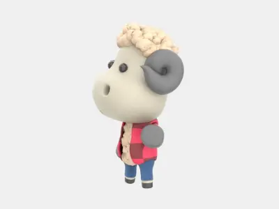 Cute Sheep 3D Illustration 3D model 2