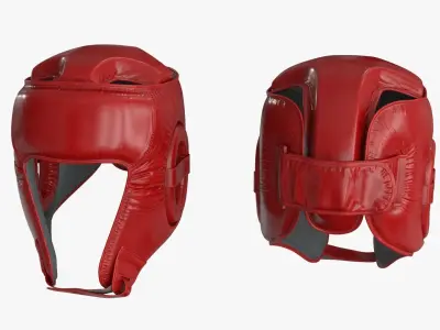 3D Boxing Gloves Head Guard Collection Low-poly 3D model