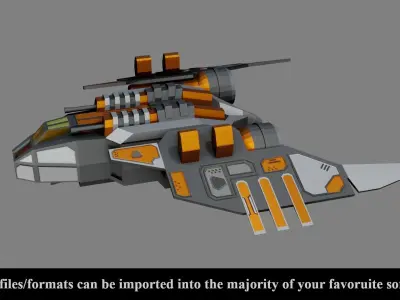Sci-Fi Fighter Ship v1- Low Poly - Game Ready - PBR Low-poly 3D model