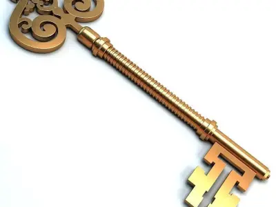 Golden key 3D model purchase