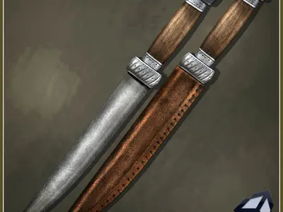 3 Medieval Knives Low-poly 3D model