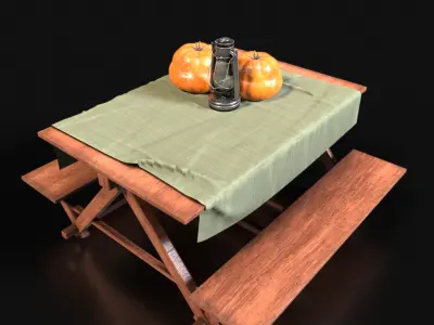Outdoor Table and seat 3D model