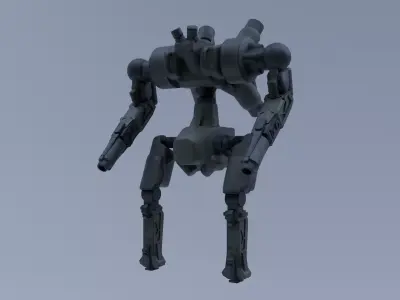 Military Mecha - Prototype 001 Low-poly 3D model