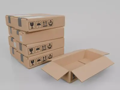 Cardboard Box R-120 - Rigged and Customizable Low-poly 3D model
