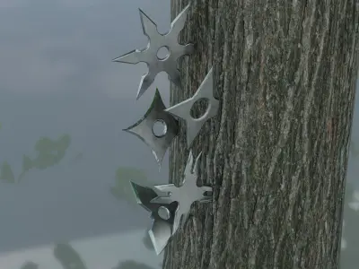 Ninja shuriken pack Low-poly 3D model