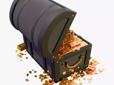 Treasure Chest With Gold and Gems M1 3D model