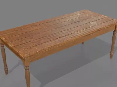 Wooden table Low-poly 3D model 2