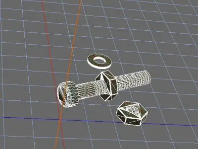 Tool 7 bolt and nut 3D model