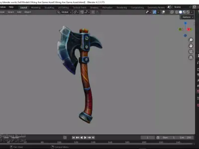 Viking axe Low-poly 3D model 14