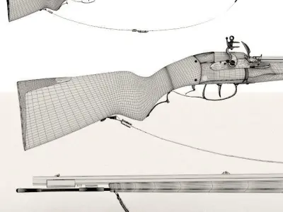 Longfire flintlock bolt action rifle 3D model