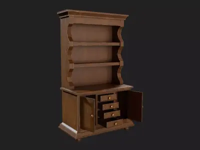 Classic Wooden Display Cabine Low-poly 3D model