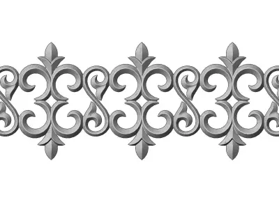 Floral scroll pattern relief strip  3D print model