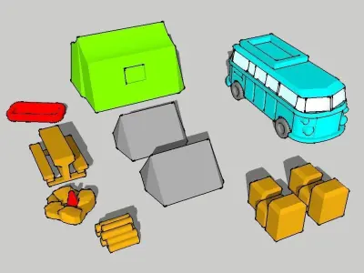  Campground  Bus Tent Table Boat by Outland Models 3D Printable 3D print model