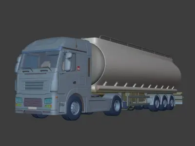 Generic Semi Trailer Fuel Truck with Modern Design 3D model