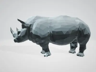 Rhino - low poly rhinoceros in polygons 3D model