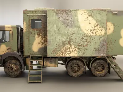 Generic Military Command Truck Sand Camo Dirt and Rust 3D model