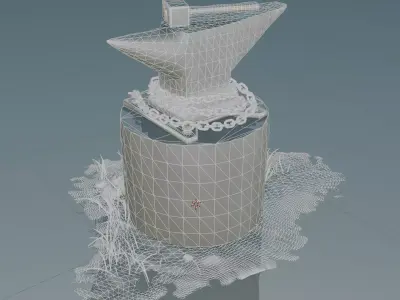 Medieval Blacksmith Anvil Scene Low-poly 3D model