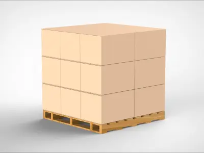 Cardboard boxes and pallet 3D model
