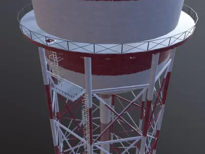 Industrial Water Tower Airport Low-poly 3D model