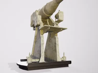 universal deck gun 34-K 76 mm  mod 1935 H Low-poly 3D model