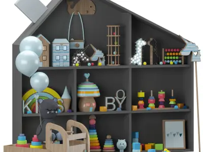 beares and toy shelves  Low-poly 3D model