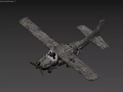 Derelict Cessna 172 Skyhawk Heavily Damaged and Weathered 3D model