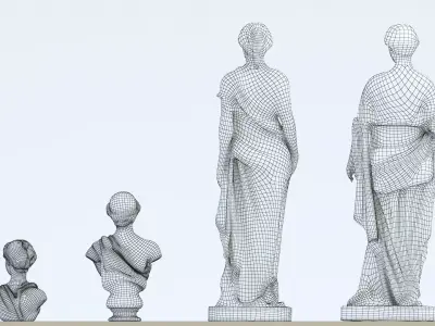 Pack classical sculptures Low-poly 3D model