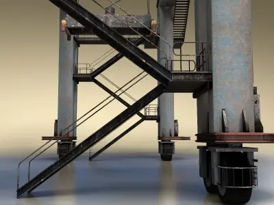 Gantry Crane Low-poly 3D model