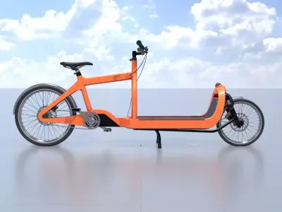 Orange Cargo Bike Low-poly 3D model