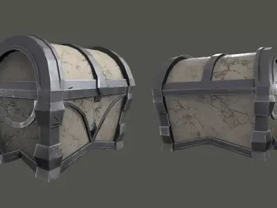Stylized 3D low poly marble chest Low-poly 3D model