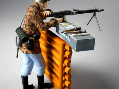 MG-42 machine gun set 3D model