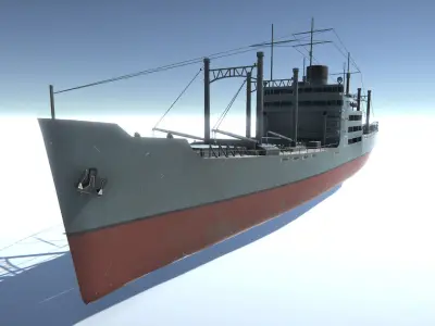 Old Japan Transport Ship Low-poly 3D model