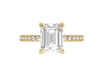 Emerald Solitaire Ring 3D print model 25