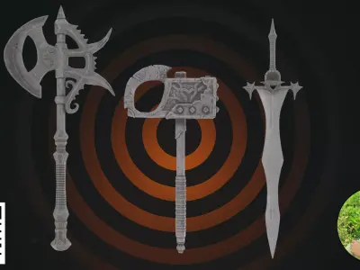 Fantasy Ancient Heavy Melee Weapons 3D model