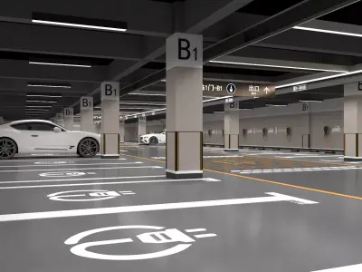 Indoor parking Low-poly 3D model