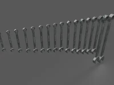 Spanner set of wrenches Low-poly 3D model