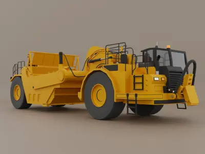 Tractor Scraper - Heavy Vehicle Low-poly 3D model