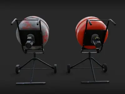 portable concrete mixer Low-poly 3D model