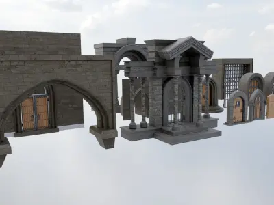 Medieval Doors Low-poly 3D model