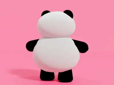 Cute small panda character 3D model