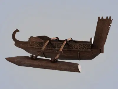 Ancient Outrigger Canoe 3D model
