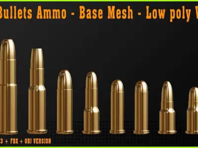30 Bullets Ammo - Base Mesh - Low poly Vol 1 Low-poly 3D model